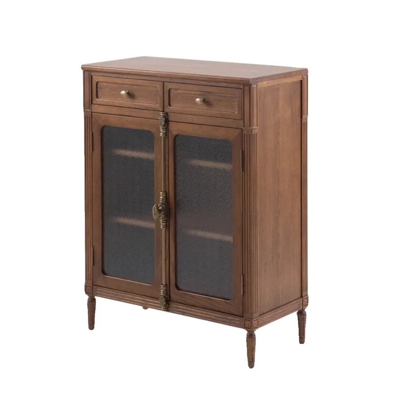 

American all solid wood dining side cabinet against the wall locker living room retro storage wine
