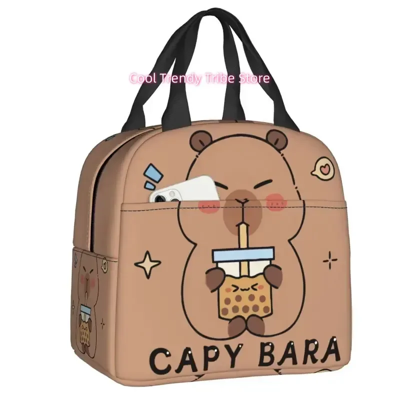 & Adult Capybara Lunch Box - Insulated Cooler Bag with Capybara Design, Oxford Fabric for, Office, Picnic - Hand Washable Capyba