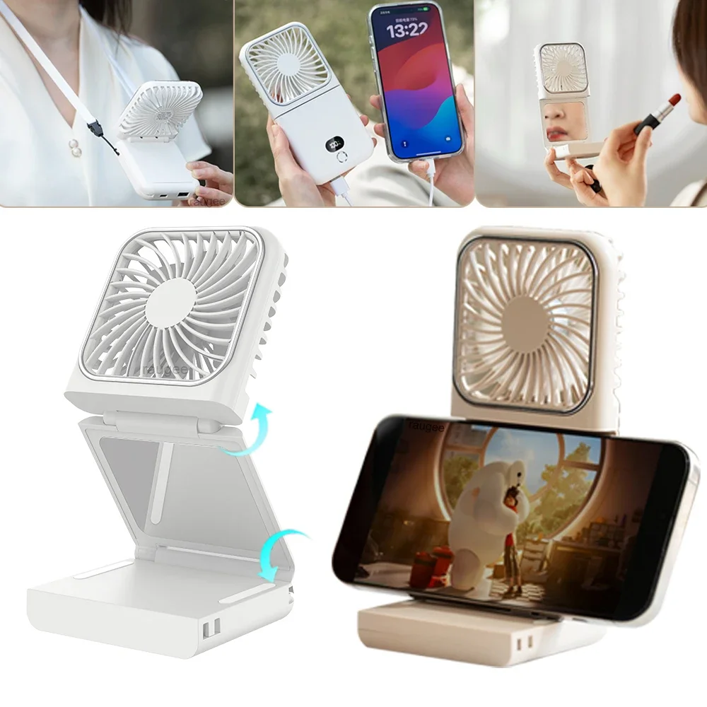 

Складной мини-вентилятор Портативный настольный вентилятор с подставкой для телефона USB перезаряжаемый ручной вентилятор для путешествий на открытом воздухе Кемпинг Подвесной шейный Amagi