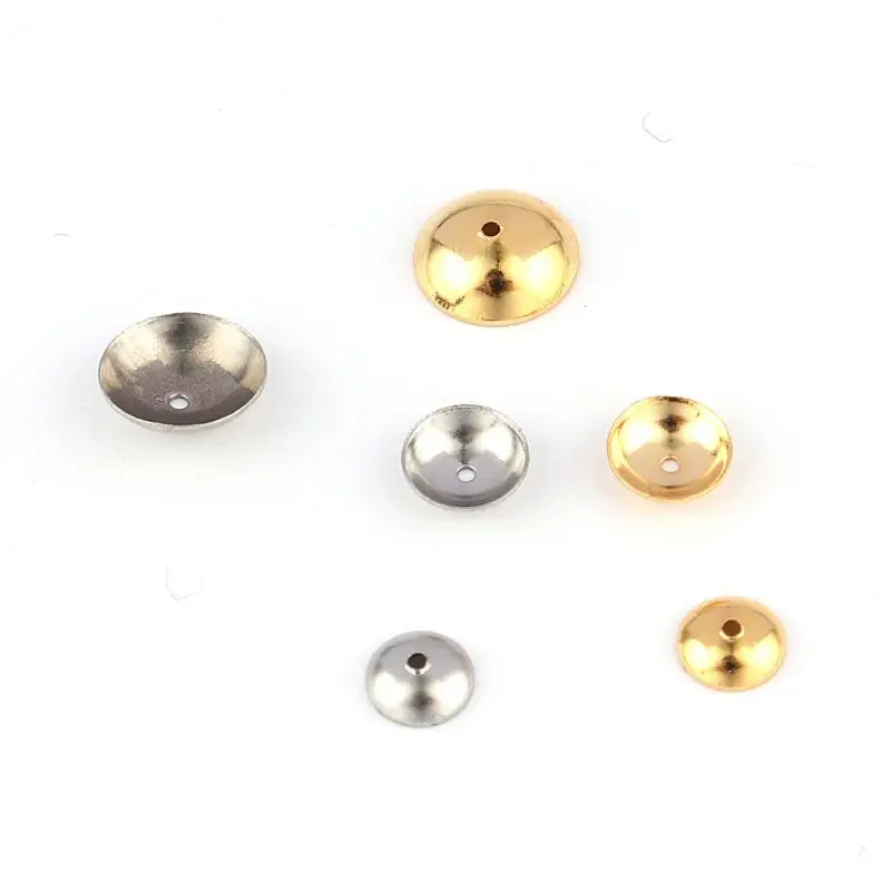 30pcs/Lot Stainless Steel Gold Color Flower Bead End Caps Earring For Jewelry Making DIY Earring Accessories End Caps