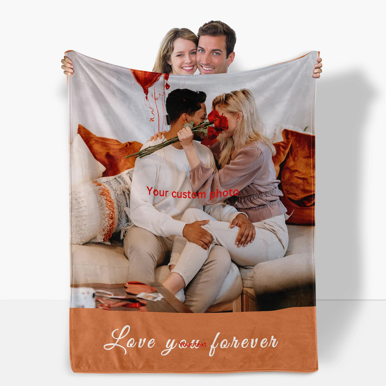 Custom Flannel Blanket For Valentine's Day Allowing Unique Image And Text To Cherish Special Memories