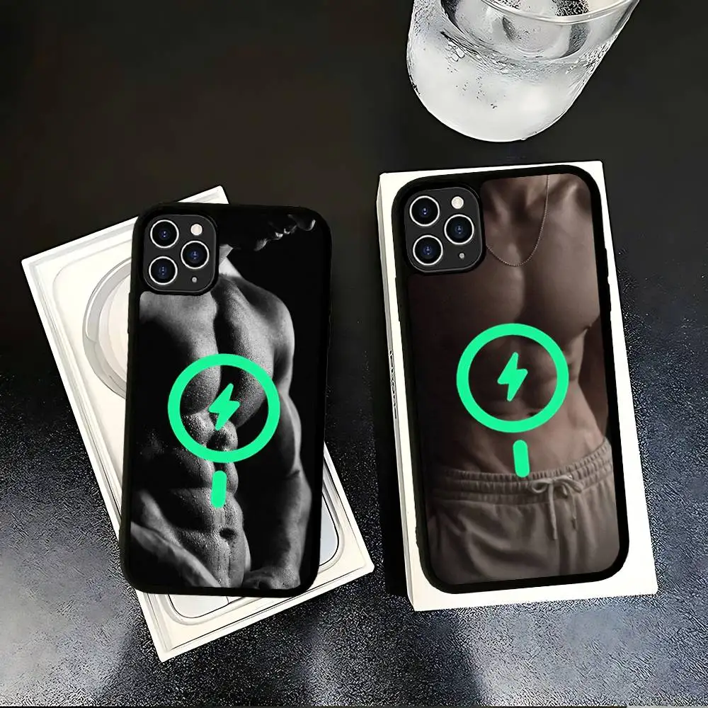 Male Abdominal Muscle Pattern Phone Case For iPhone 17 Air 16 15 14 13 12 11 Pro Max Plus For Magsafe Wireless Charge Cover