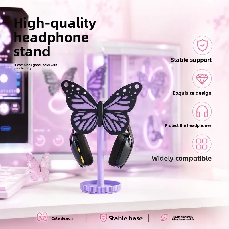 Customized Creative Butterfly Earphone Stand Head Mounted Earphone Hanger Esports Room Earphone Stand Desktop Storage Stand