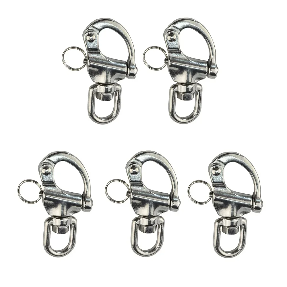 

5PCS Stainless Steel 316 Mooring Quick Release Spring Swivel Snap Shackle 70mm 87mm 128mm Swivel Shackle For Lifting Strap Sale