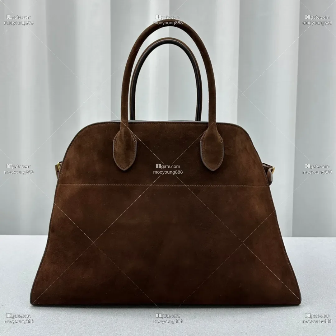 Precio al por mayor: Bolso tote Margaux 15 de gran capacidad para mujer, diseño de lujo, calidad de espejo 12A, ante marrón, ideal para viajes.