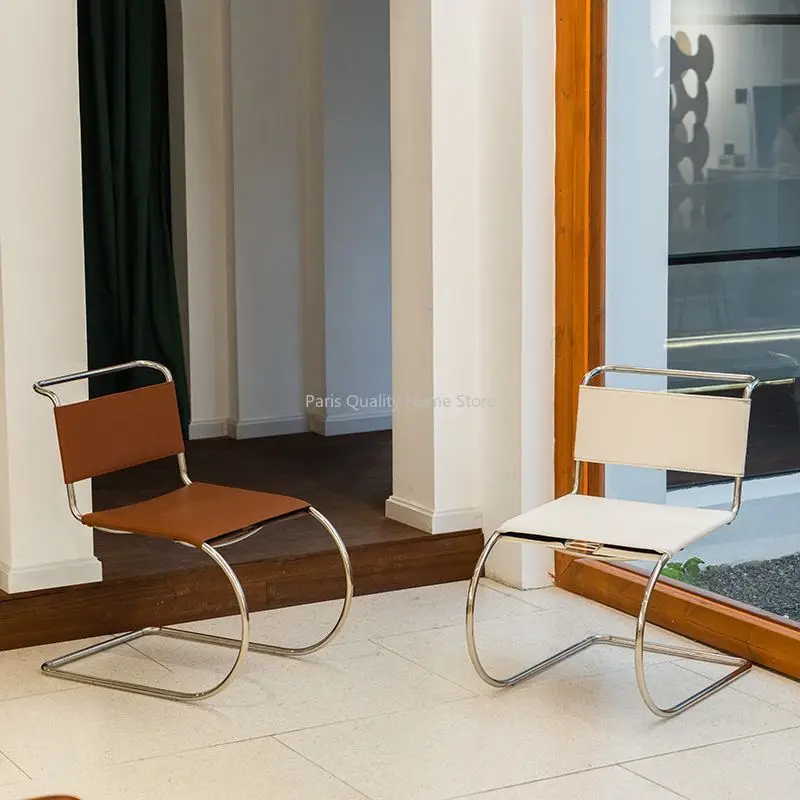 

Nordic Minimalist Stainless Steel Dining Chair Armless Modern Simple Antique Furniture Wind Back Chair