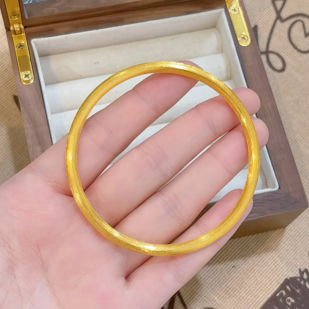 GoldEclat  Luxury 24K 9999 Pure Gold real gold Brushed Ancient Bracelet