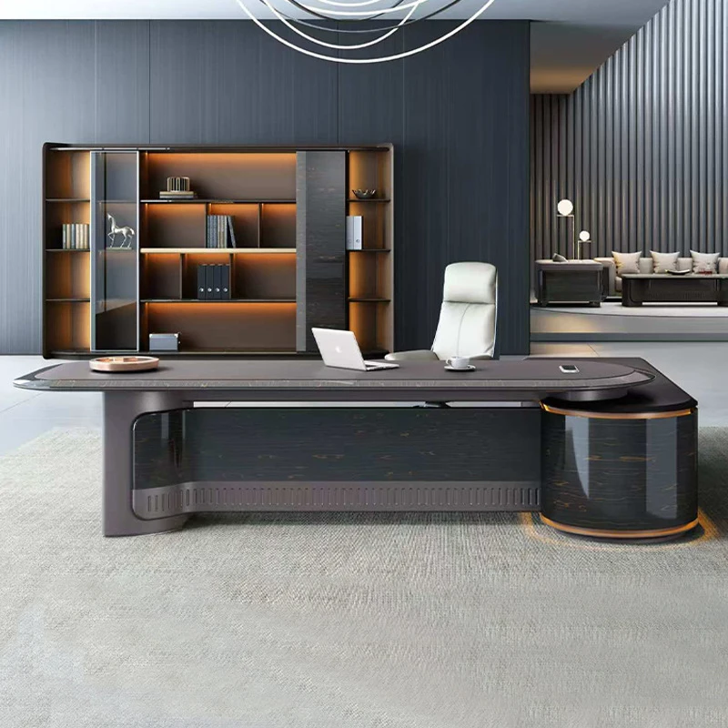 High-End, Light-Luxury, Sophisticated Office , Lacquered , Leader Manager Executive Desk, Simple Modern CEO De