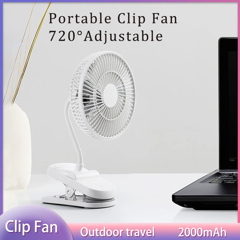 Xiaomi Youpin Portable Clip Fan USB Stroller Mini Table Fan 720° Rotatable Battery Operated 4 Speeds Lazy Camping Electric Fans