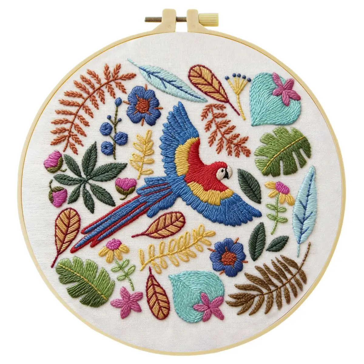 1 Stück 20X20CM/15X15CM 7,87/6,3 Zoll Schönes Vogel-Stickerei-Starter-Kit DIY-Kit DIY-Stickerei-Set Handarbeiten Nähkunst – Detail 4
