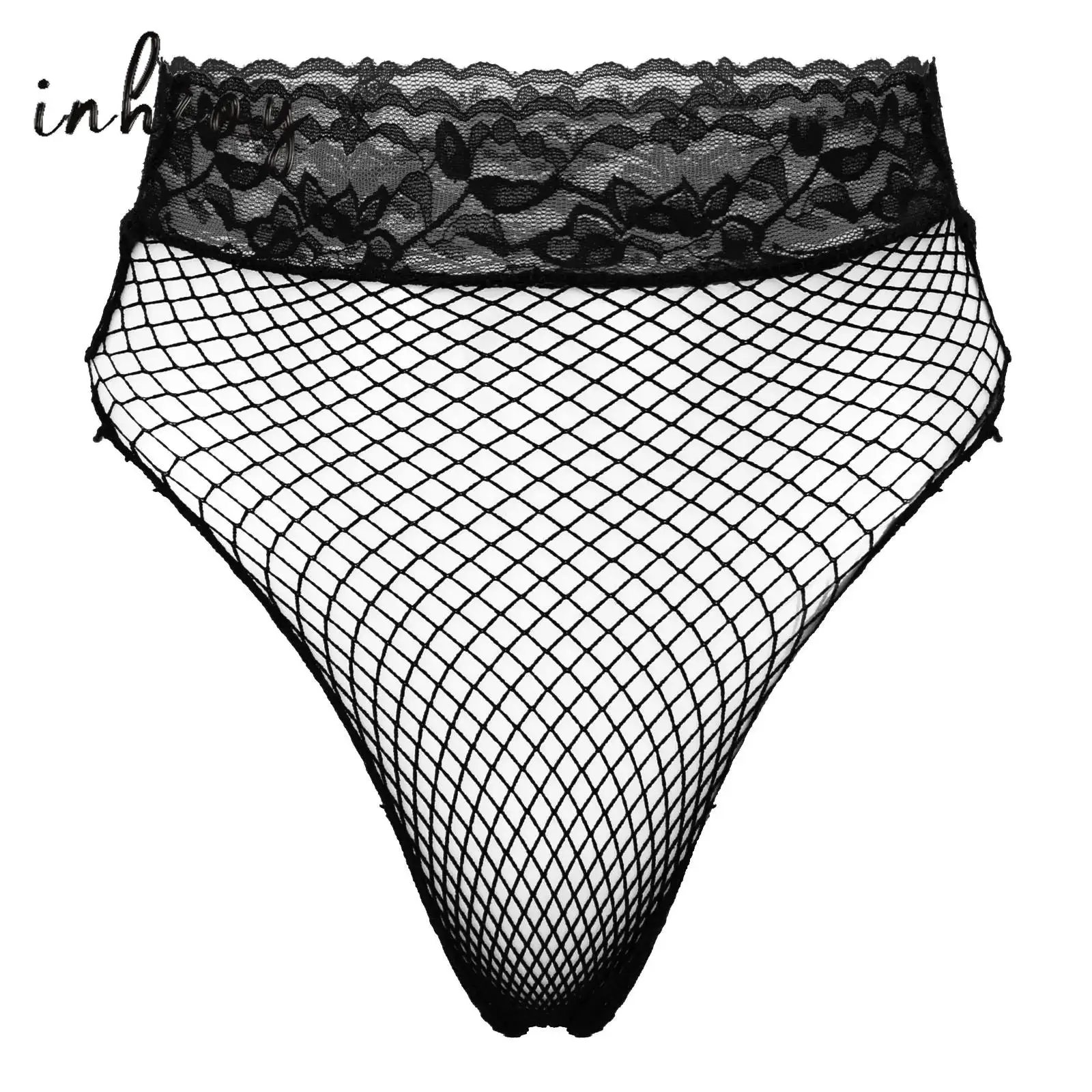 

Men Womens Sexy Lingerie See-through Mesh Net Panties Briefs Underwear Lace Trim Hollow Out Transparent Fishnet Underpants