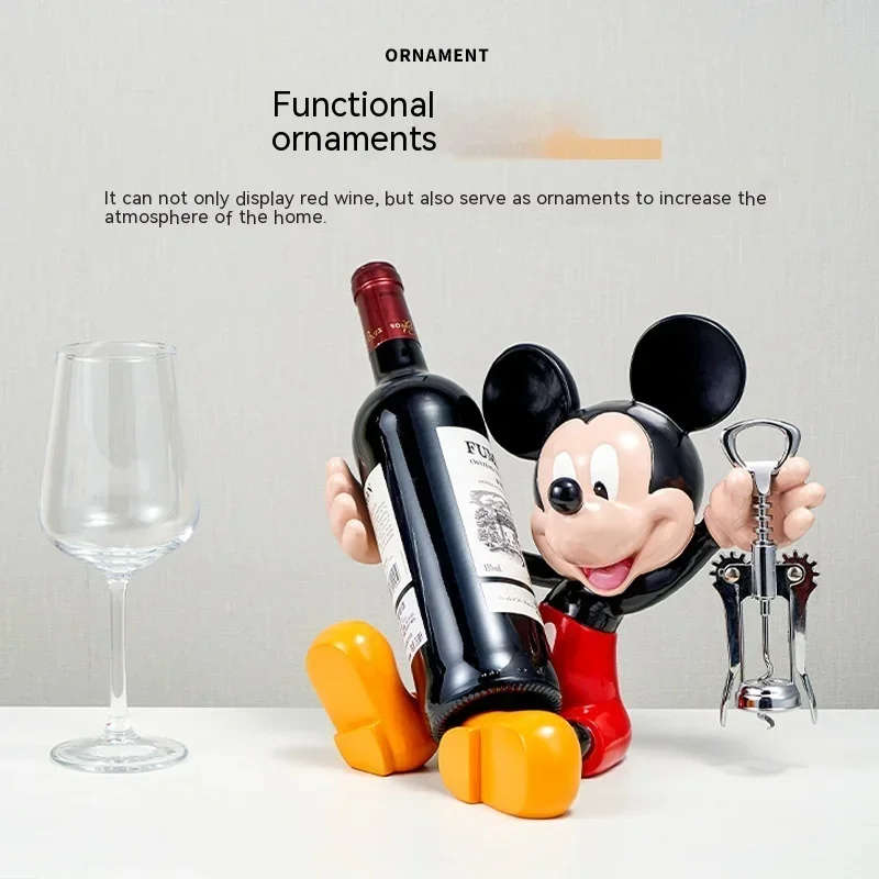 

Disney Anime Mickey Mouse Statue Wine Rack Cartoon Kawaii Figure Resin Sculpture Trendy Room Decor Ornament Christmas Day Gift