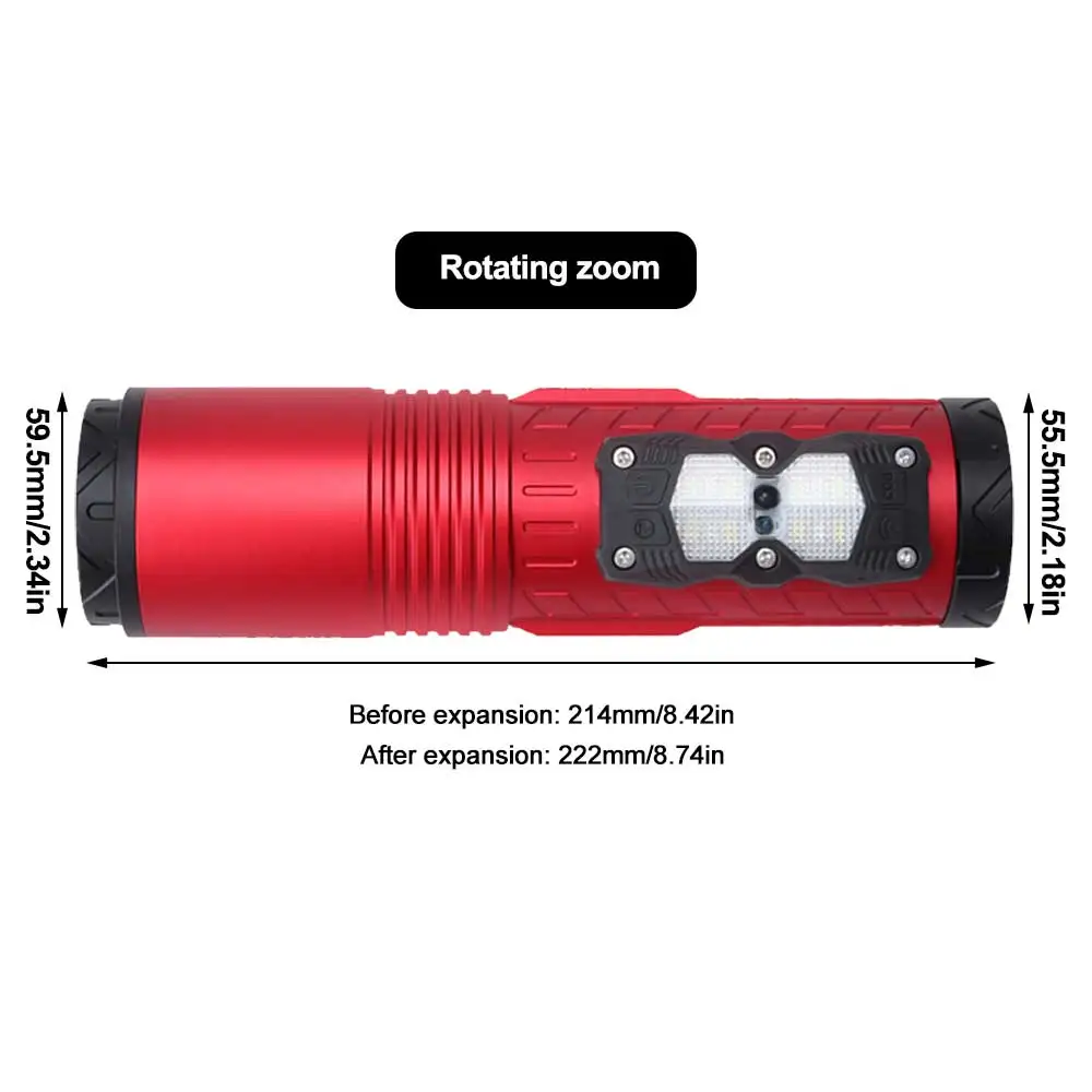 30W Super Bright Zoom Night Fishing Flashlight Torch 5Light Sources Blue/UV/White/Yellow/Red Searchlight Zoomable Flashlight