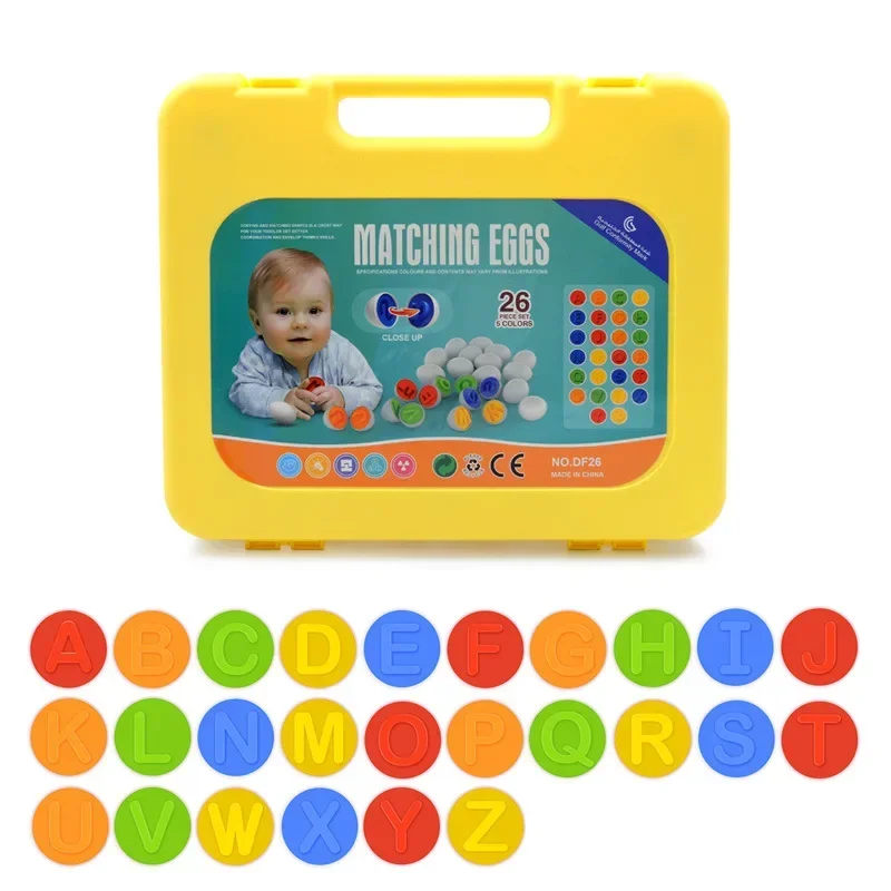 26 Uds. Rompecabezas de huevos Montessori, juguetes educativos con forma geométrica temprana, juego de alfabeto de matemáticas, juguetes a juego con formas para niños, juguete de huevo para chico