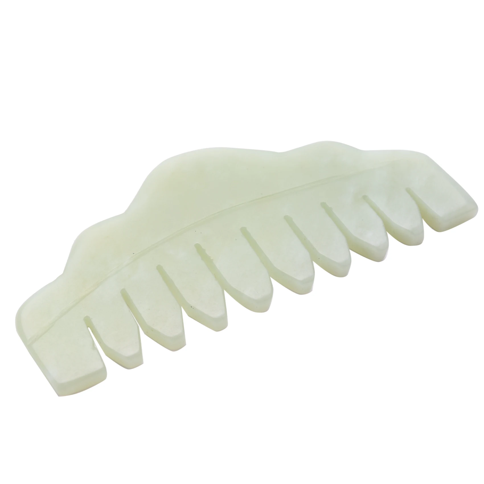 AEE4-Traditional Nature Jade Comb Massage Spa Acupuncture Head Therapy Trigger Point Treatment On Head Gua Sha Board