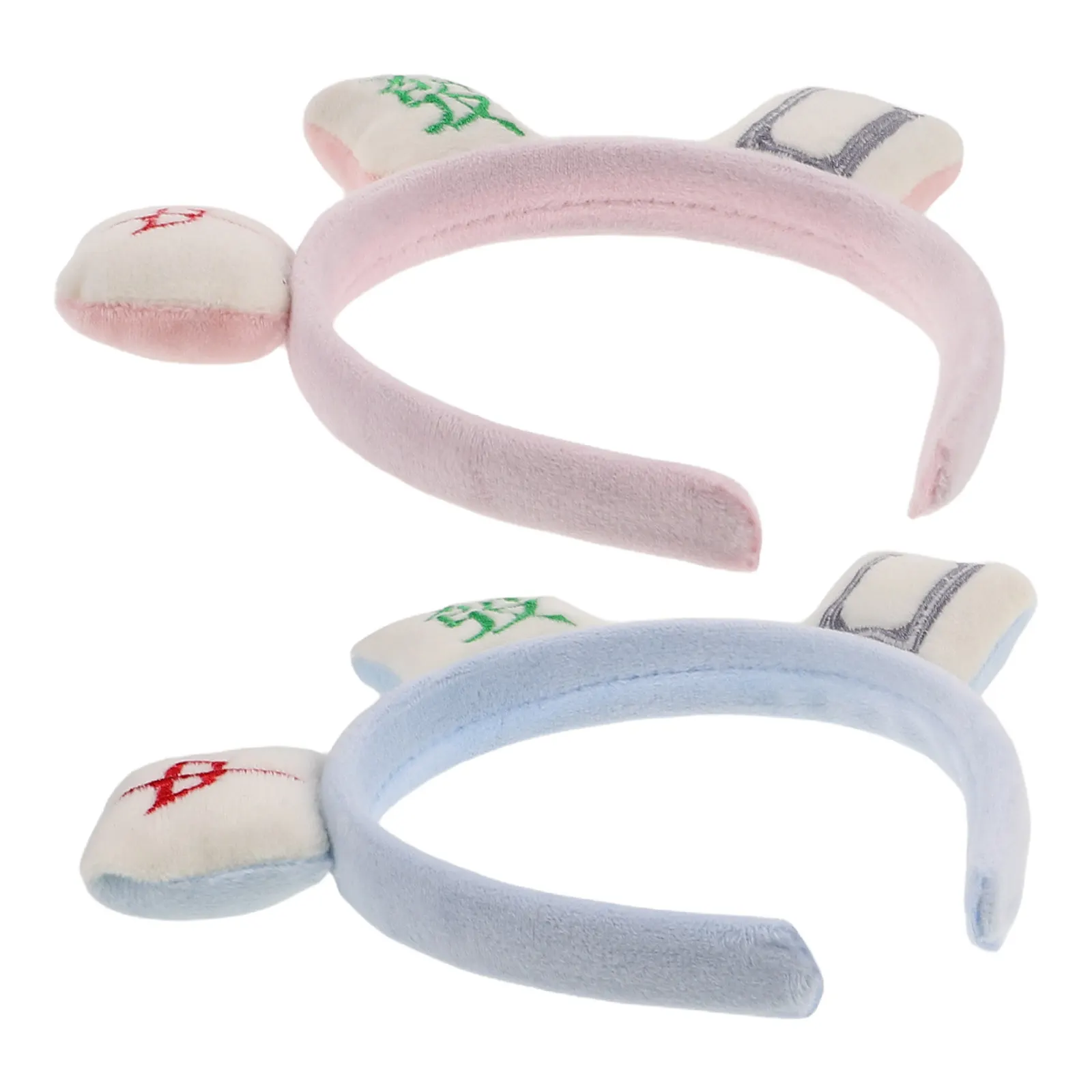 

2Pcs Cute Mahjong Headband Soft Flannel Hairband for Washing Face Skincare Spa Routine Daily Wear Creative Makeup