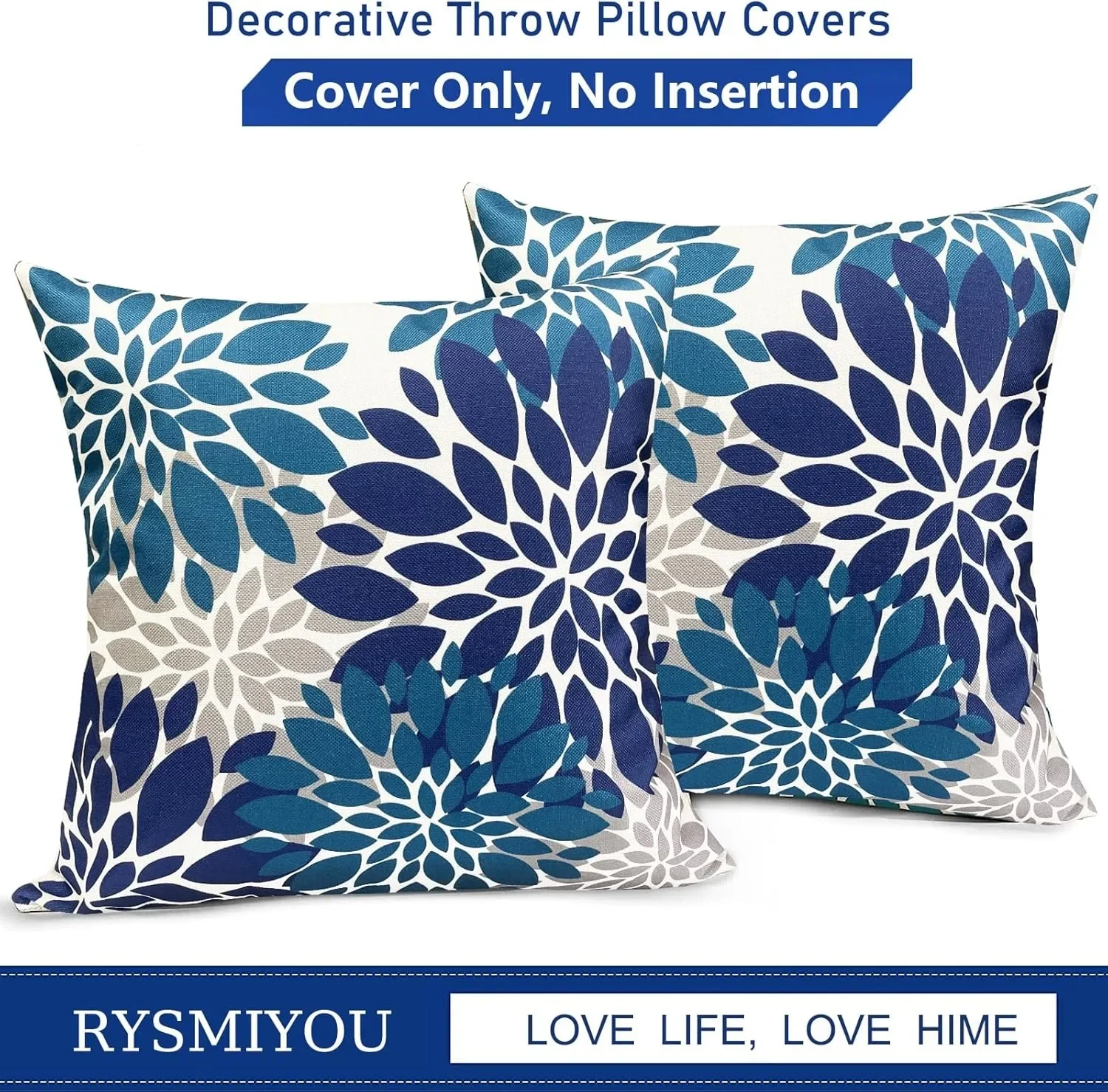 Fundas de almohada decorativas, funda de almohada de flores florales modernas para exteriores de granja para sofá y sala de