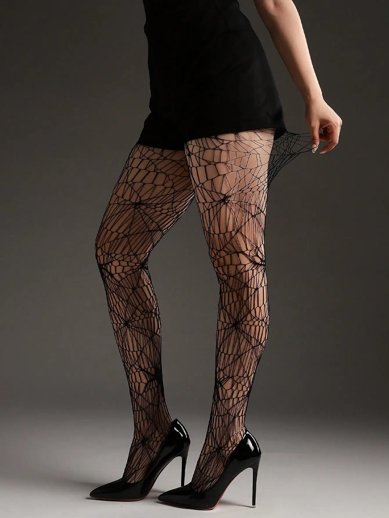 

Черные колготки-сетка «Паутина» для женщин, с высокой эластичностью, в готическом стиле Y2K, идеально подходят для Хэллоуина и вечеринок