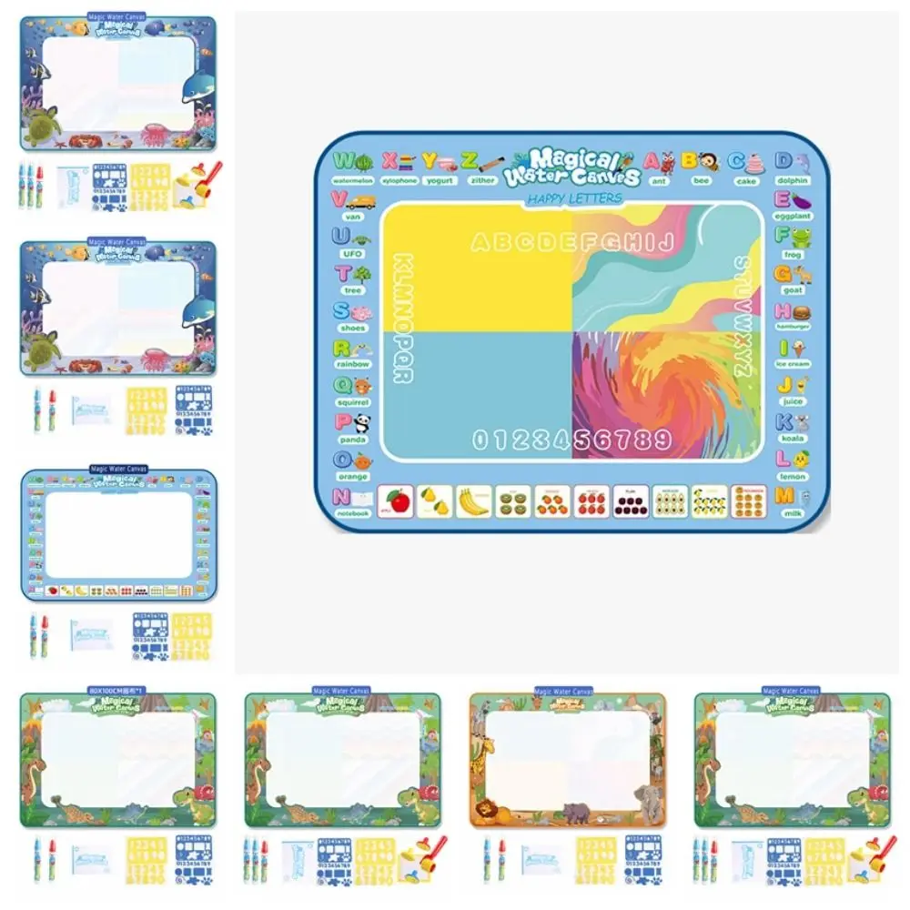 Super Size Magic Water Canvas Repeated Graffiti Reusable Water Drawing Mat Kids Age 3-8 Letter/Number/Animal/Fruit Patterns