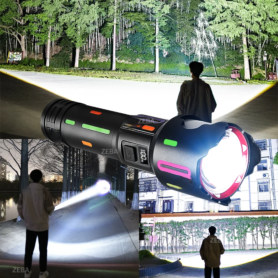 Upgrade 95000000LM Most Powerful LED Flashlight Super Bright Rechargeable Torch Light Zoomable Long Range 4500M Camping Lantern