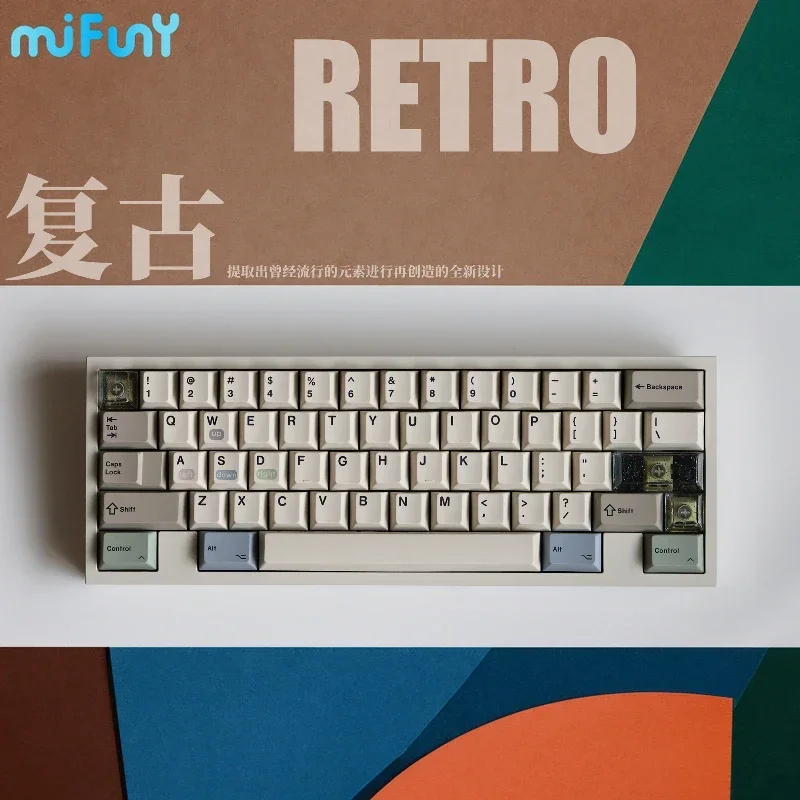 

MiFuny Retro Keycaps Custom Japanese English PBT Cherry Profile Keycap Ergonomics Original Point Key Cap for Gaming Rainy75 Gift