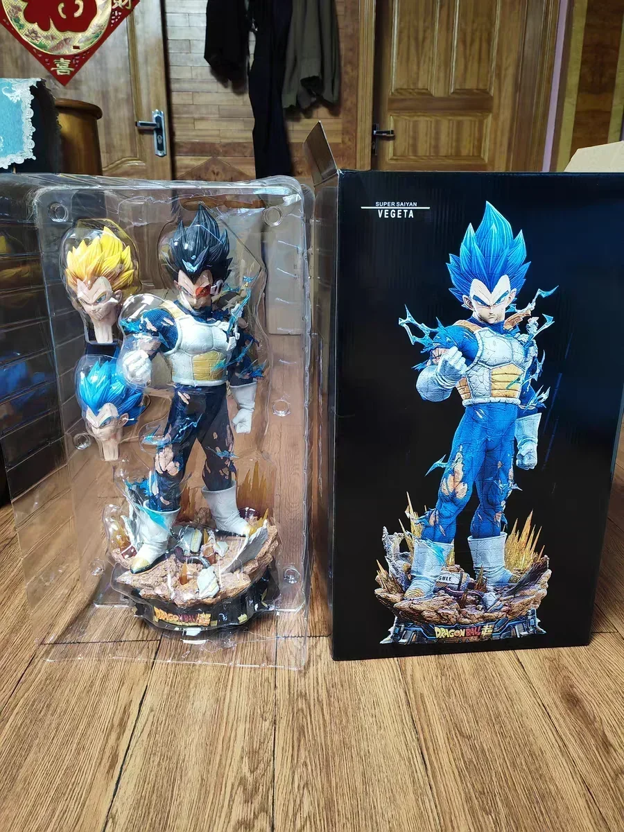 55Cm Drakenbal Z Originele Bandai Anime Figuur Nieuwe Gk Vegeta Super Saiyan Drie Kop Actie Pvc Collectie Beeldje