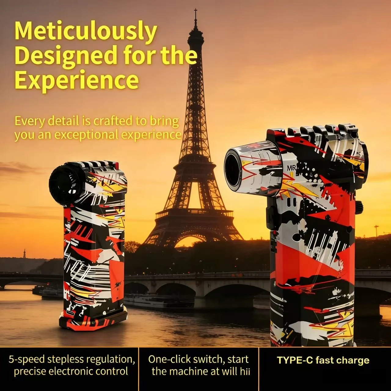 

L3 Silver-Black-Red Brushless Vacuum Fan, 950000 High RPM, 75m/s Strong Wind Speed,Turbo Jet Hair Dryer+Car Wash Gun + Snow