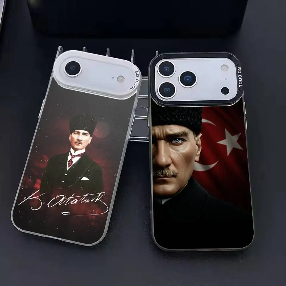 

M-Mustafa Kemal A-Ataturk Phone Case Color Silver Shell For IPhone 17 16 15 14 13 12 11 Pro Max Plus