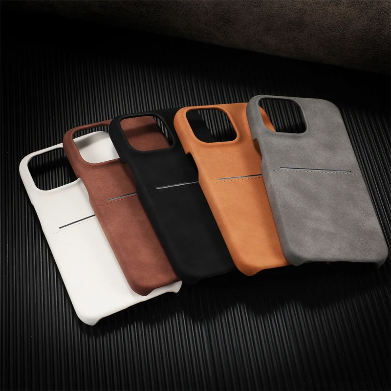 High Quality Leather PU Card Slot Phone Case For iPhone 12 13 14 15 Pro Max 14 Plus Bumper Shockproof Protective Back Cover