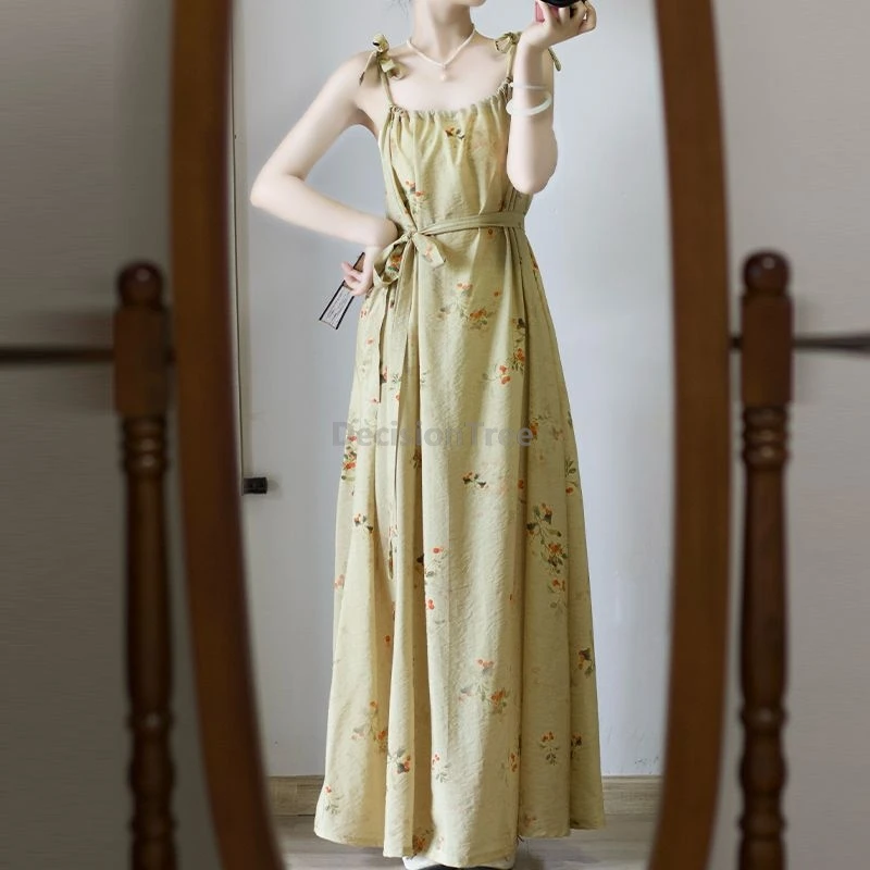 New Chinese style Song Dynasty improved Hanfu dress Vintage cardigan Drawstring dress set Summer Daily Modern Outwear Hanfu