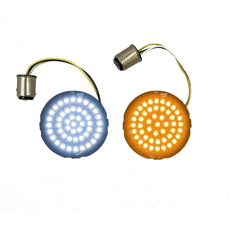 

Custom Dynamics Set of Genesis® 4 Solid Amber/White (Halo Free) Bullet Style LED Motorcycle Turn Signal Inserts