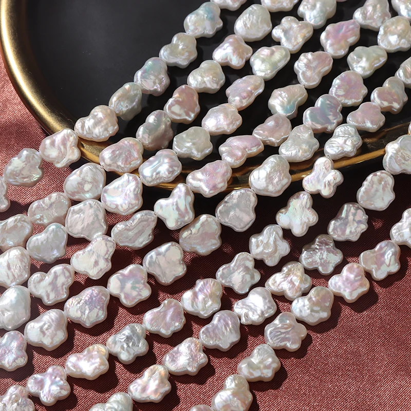 Iridescent side-hole Baroque butterfly natural irregular bare beads, a strand of approximately 32-34 pieces.