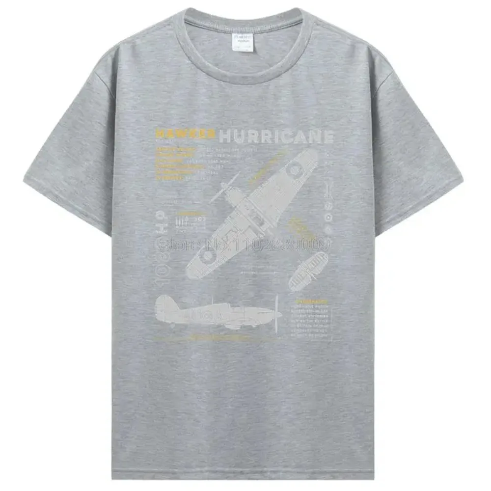 Men\'s T-shirt North American Aviation Vintage Fighter Plane Printed T-shirt Short Sleeves Oversized T Shirt Men Clothes Summer