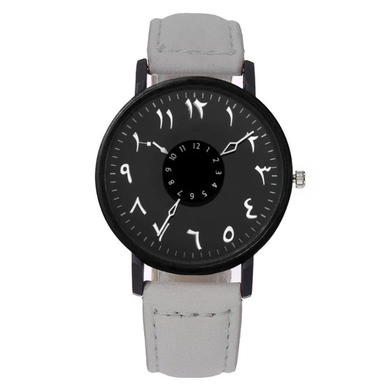 Personality Monster Number Rotary Scale Inverted Hand Watch Matte Belt Couple Watch