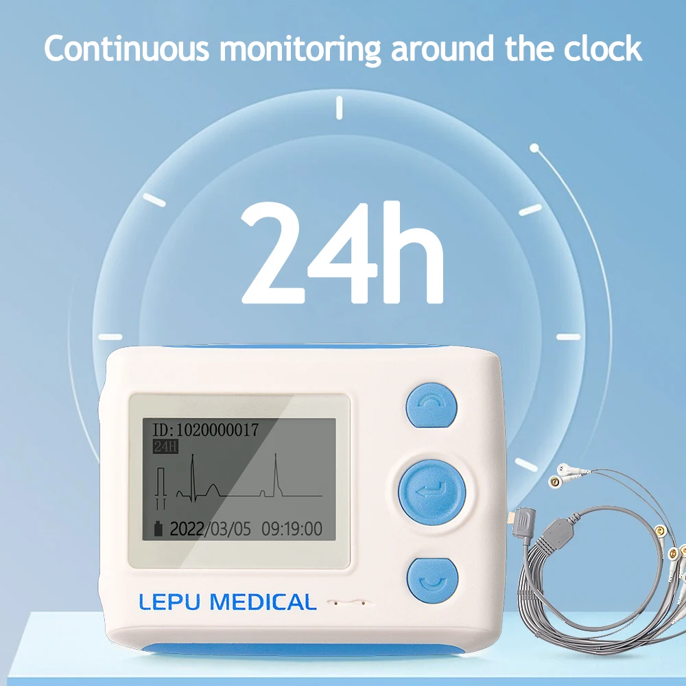 Medical Wearable 12 Leads Holter Monitor AI Smart Dynamic Analysis System Machine Ecg Device 24H EKG Recording free PC Software