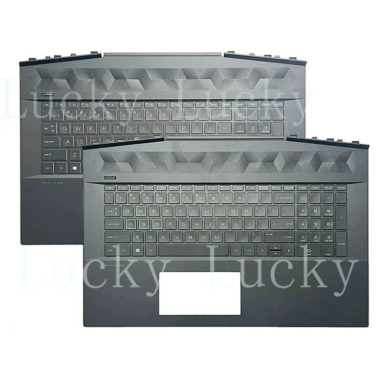 

f New For HP Pavilion 17-CD TPN-C142 Green Backlight Keyboard Palmrest Upper Cover