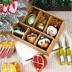 Christmas Decorations Accessories Glass Painted Fruits Vegetables Bottles Cake Christmas Tree Ornaments Hanging Pendant Gifts