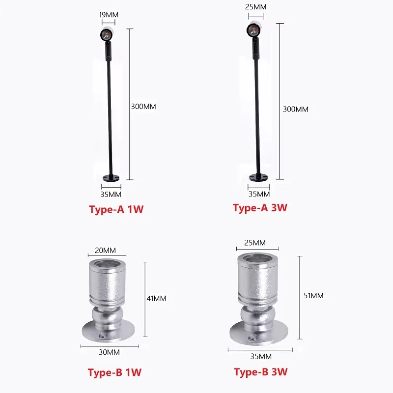 QITU Oświetlenie szafki LED USB 5V mała świetlówka do modelu witryny, szafki na wino, wózka, zestaw modelarski, mini reflektor 1W/3W