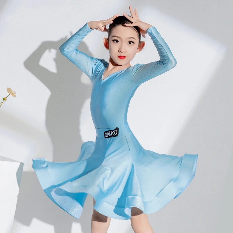 8 Colors Girls National Standard Ballroom Dance Competition Dress Latin Dance Professional Dress Stage Practice Wear SL8864
