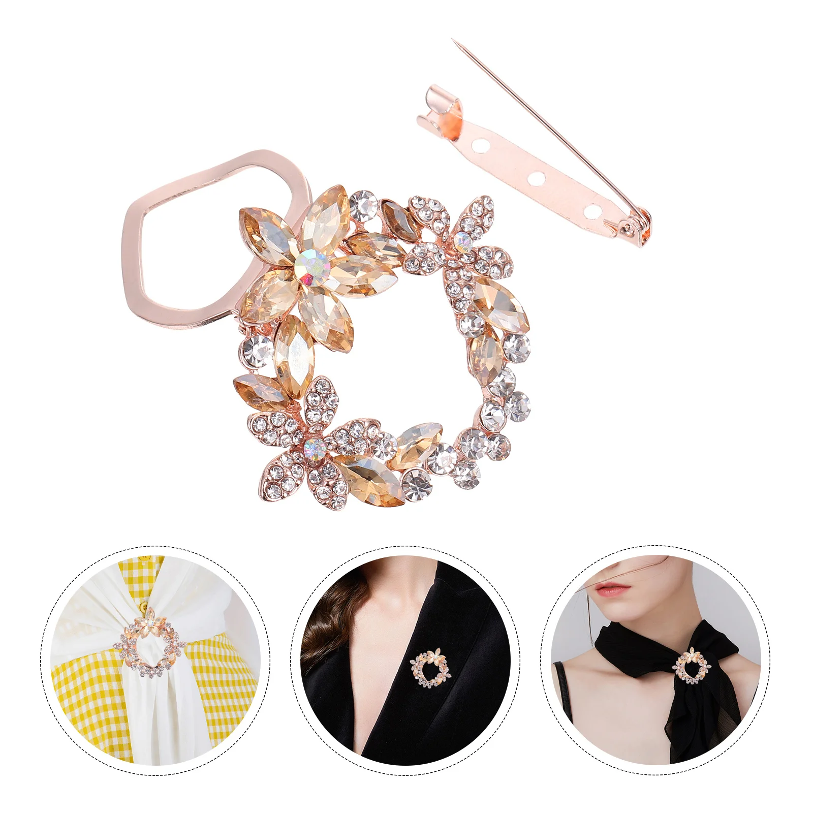 1개 여성 브로치 버클 빈티지 합금 클립 숄 홀더 의류 액세서리 파티 스카프 버클 브레스트핀 장식 링