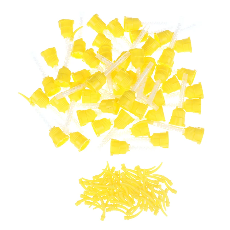 50/100Pcs punte di miscelazione per impronte dentali monouso giallo 1:1 punta intraorale per tubo di miscelazione per ugelli per materiale da impronta