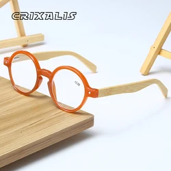 CRIXALIS Round Reading Glasses for Men Blue Light Eyeglasses Bamboo Frames Eyewear  Women Presbyopic Male Hypermetropia UV400
