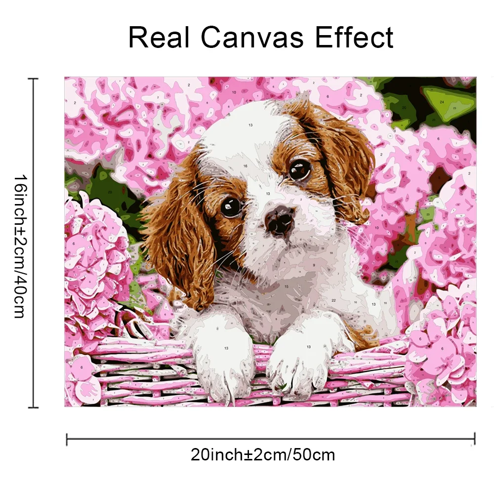

HUACAN Painting By Numbers DIY Flower Kits with Artificial Flowers, Faux Flowers, Fake Flowers, Dog Animal Canvas Art, HandPaint