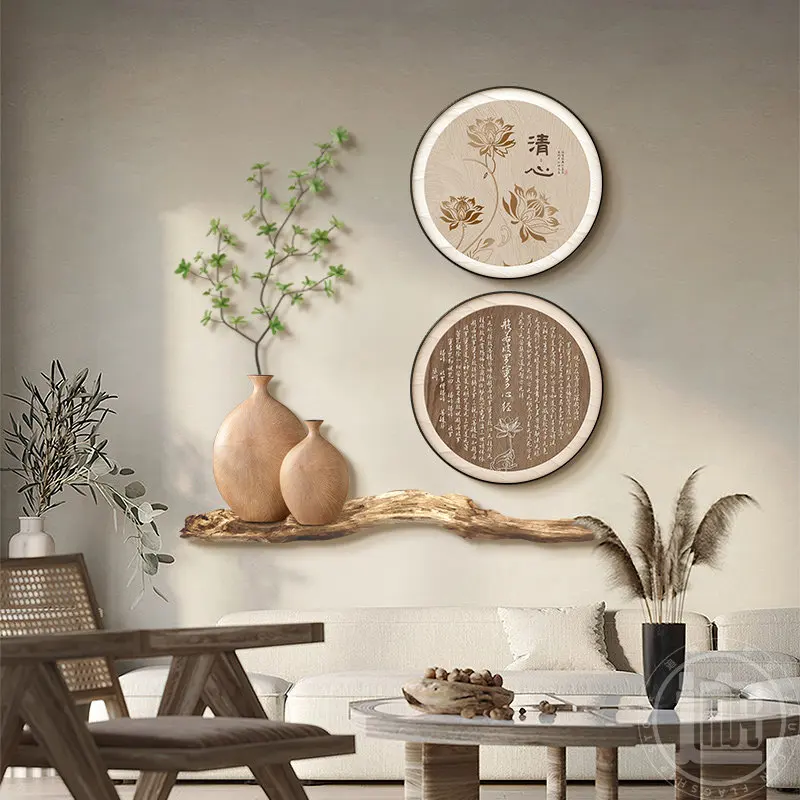 High-end tea table living room hanging painting background wall decoration painting Heart Sutra calligraphy and painting