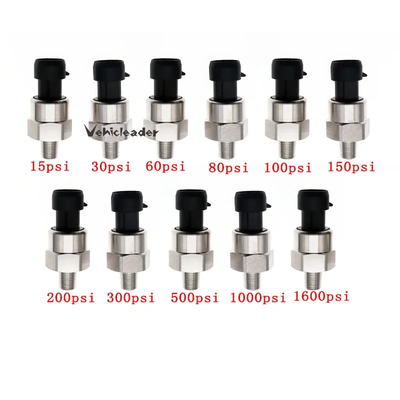 5 Set DC 5V 1/8NPT Oil Fuel Diesel Gas Air Pressure Transducer Transmitter Sensor 15/30/60/80/100/150/200/300/500/1000/1600Psi