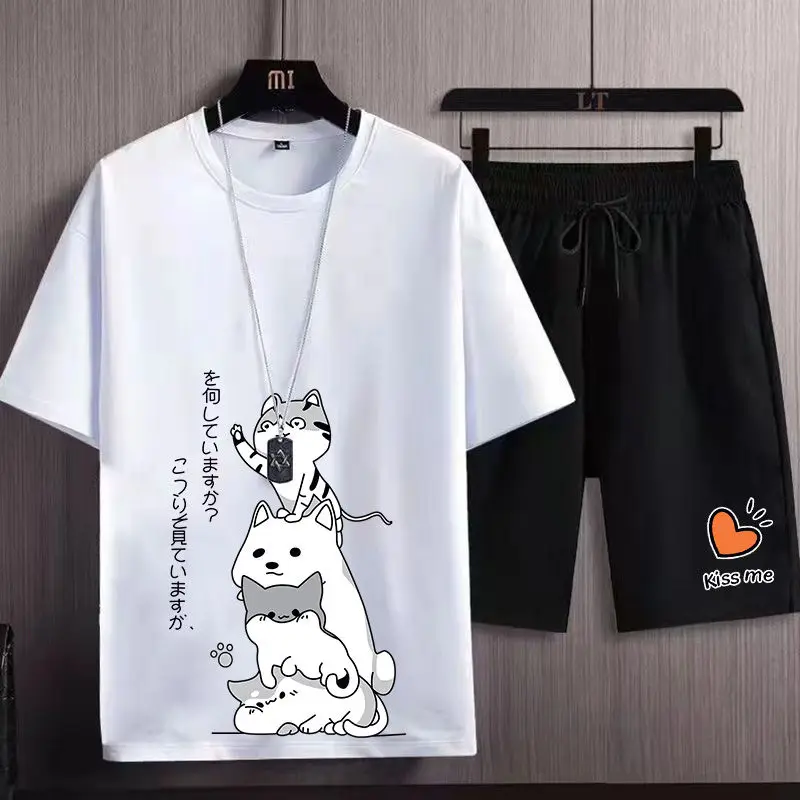 

Summer Men's Sports Suit Male Student Korean Version Trendy Casual Short-sleeved Shorts T-shirt Handsome Clothes Men