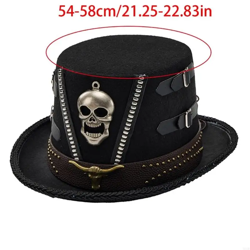 Einzigartiger Steampunk-Hut mit Totenkopf-Design, Unisex-Modehut für Cosplay und Halloween Y08E – Detail 6