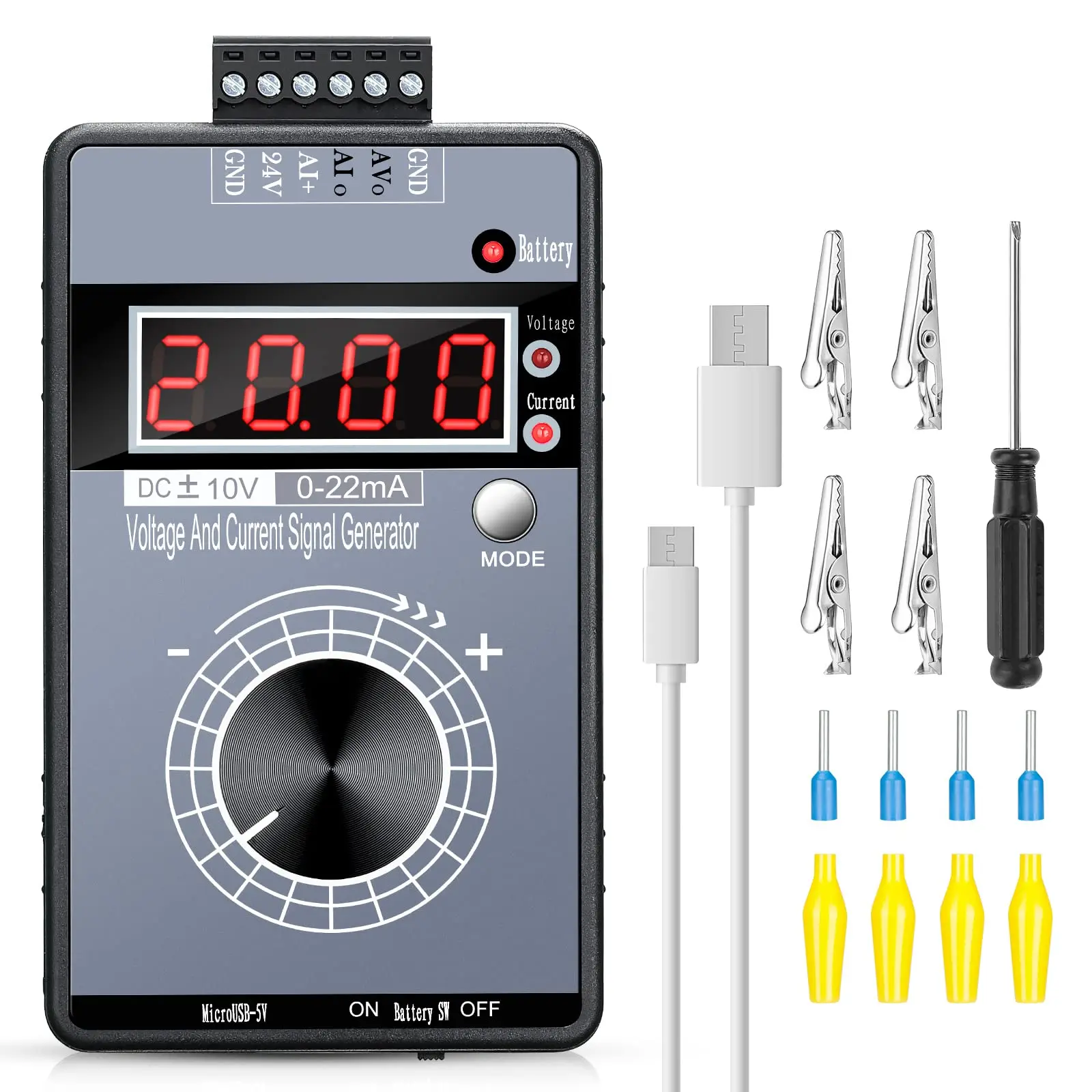 DC 0-10V 0/4-20mA Current Voltage Signal Generator USB Power Supply Interface Analog Simulator for PLC and Panel Debugging