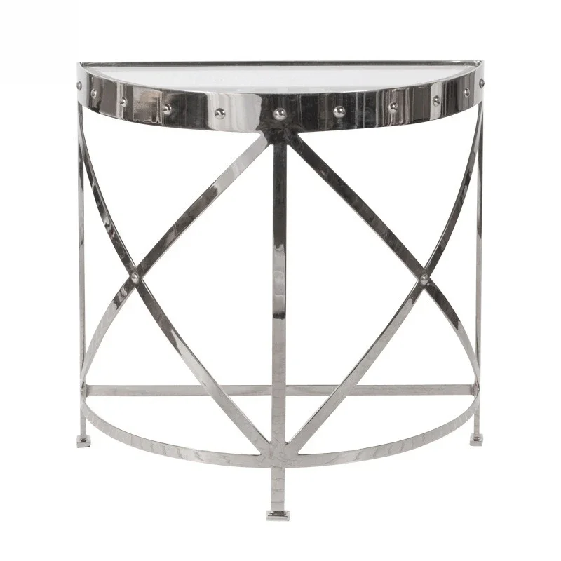 

American fashion retro stainless steel edge table/hotel/model ro om light luxury wrought iron cof fee ta ble