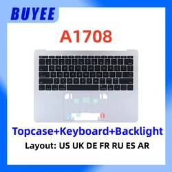 Funda con teclado para MacBook Pro A1708, accesorio Original DE 98% pulgadas con retroiluminación en inglés, EE. UU., Reino Unido, ES, español, FR, Francia, Rusia y AR, novedad DE 13,3